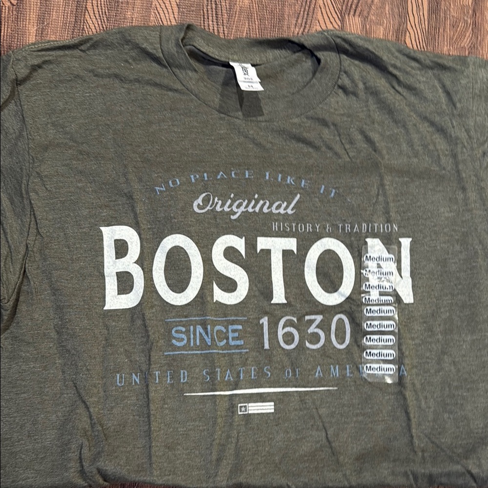 Green and White Boston Short Sleeve Tee